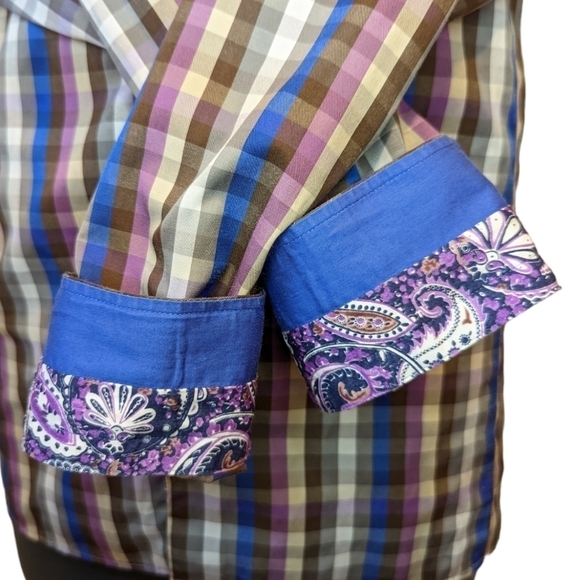 Di Nero multi colour check button front shirt 3XL - Picture 5 of 13